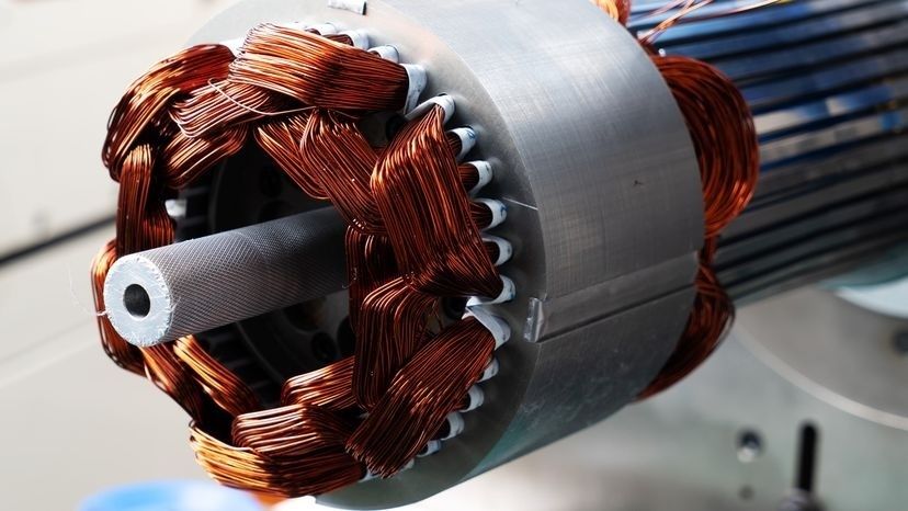 Open elektromotor met koperen wikkelingen en metalen rotor
